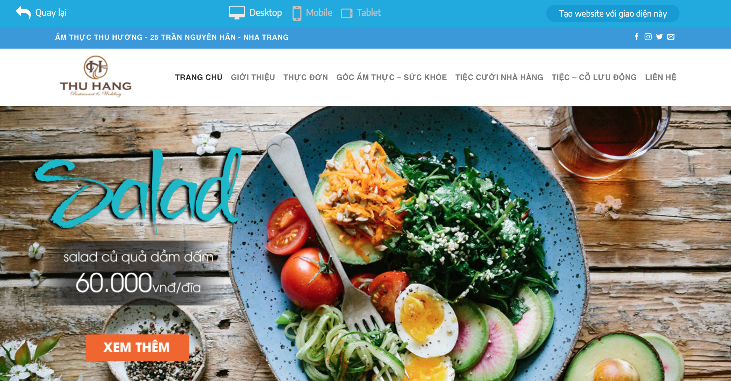 Những mẫu website có giao diện đẹp cho nhà hàng