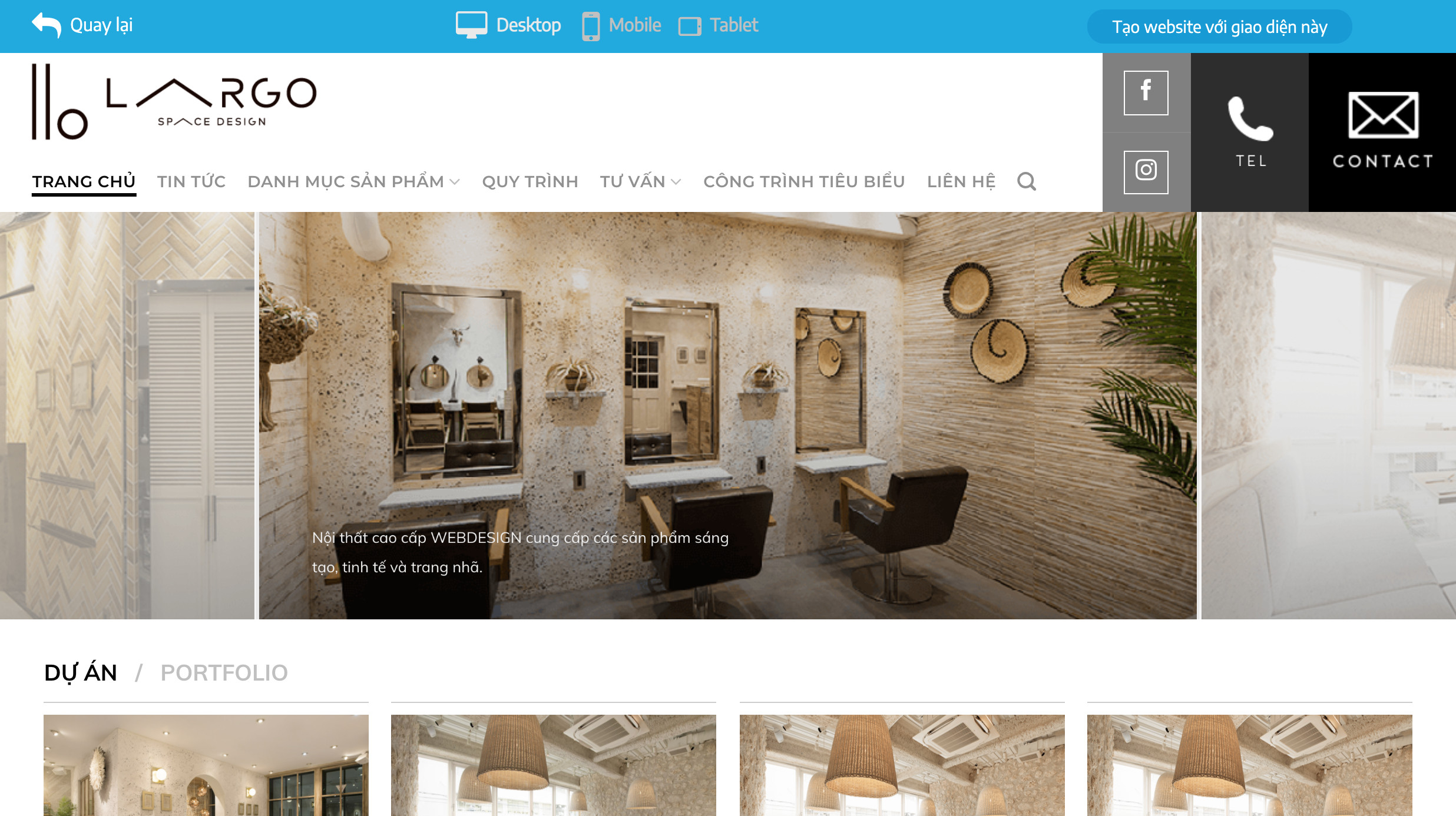 Thiết kế web cho ngành nội thất sang trọng, đẹp mắt.