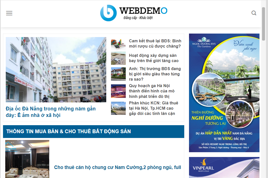 Website bất động sản cho thuê như Webdem